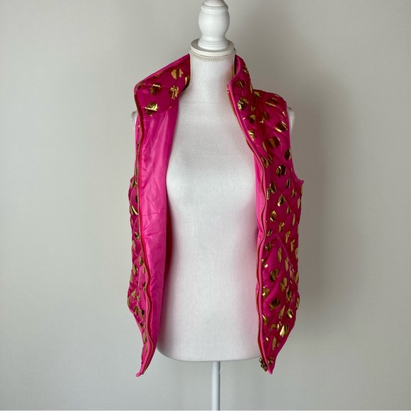 SIMPLY SOUTHERN Pink Elephant Patterned Thin Puffer Vest Sz.  S - Picture 13 of 15